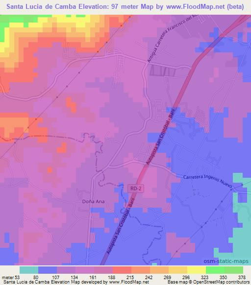 Santa Lucia de Camba,Dominican Republic Elevation Map