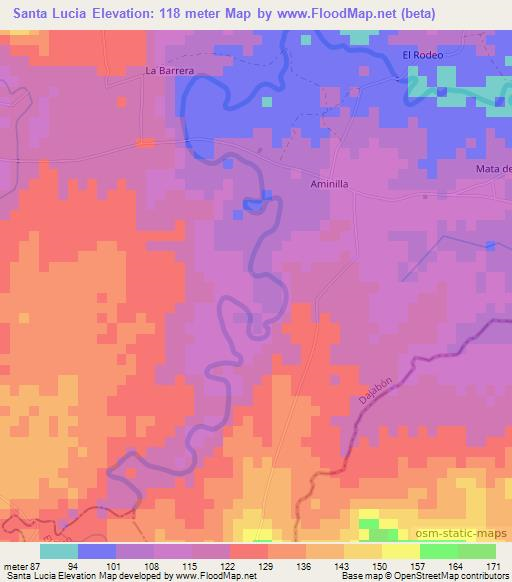 Santa Lucia,Dominican Republic Elevation Map