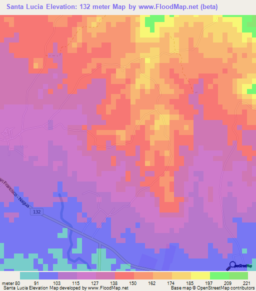 Santa Lucia,Dominican Republic Elevation Map