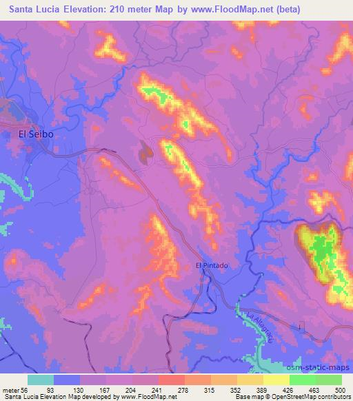 Santa Lucia,Dominican Republic Elevation Map