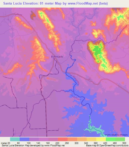 Santa Lucia,Dominican Republic Elevation Map