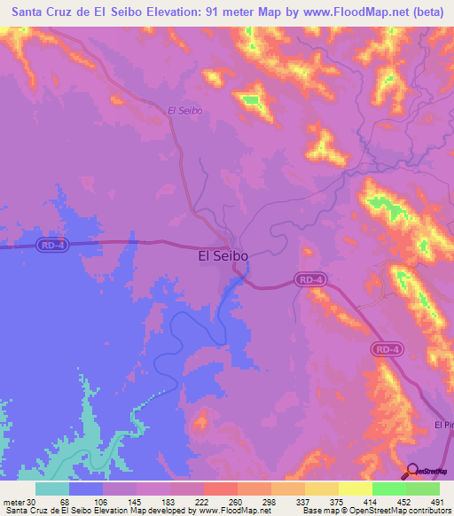 Santa Cruz de El Seibo,Dominican Republic Elevation Map