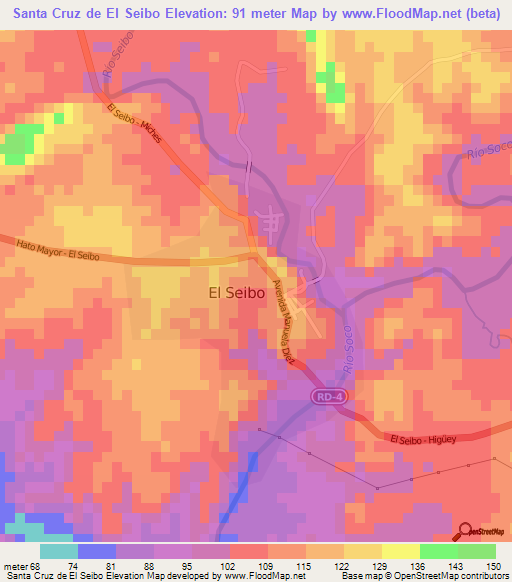 Santa Cruz de El Seibo,Dominican Republic Elevation Map