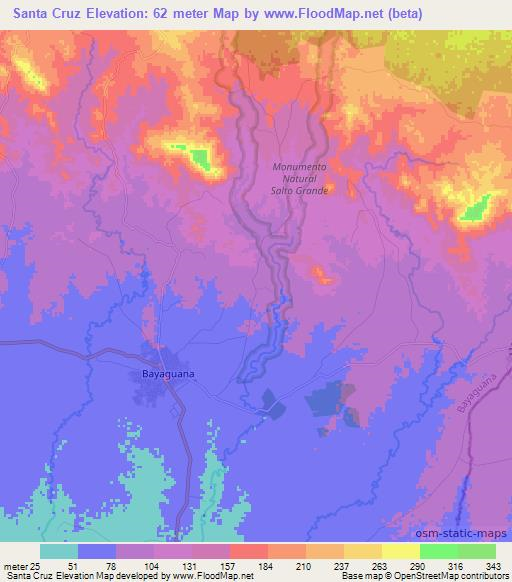 Santa Cruz,Dominican Republic Elevation Map