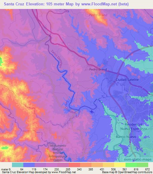 Santa Cruz,Dominican Republic Elevation Map