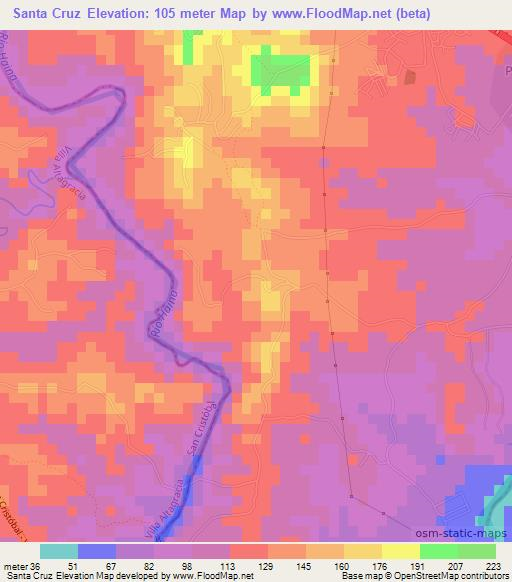 Santa Cruz,Dominican Republic Elevation Map