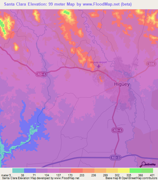 Santa Clara,Dominican Republic Elevation Map