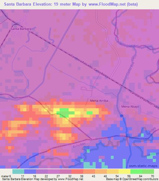 Santa Barbara,Dominican Republic Elevation Map