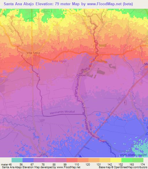 Santa Ana Abajo,Dominican Republic Elevation Map