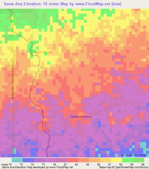 Santa Ana,Dominican Republic Elevation Map