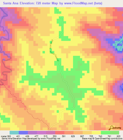 Santa Ana,Dominican Republic Elevation Map