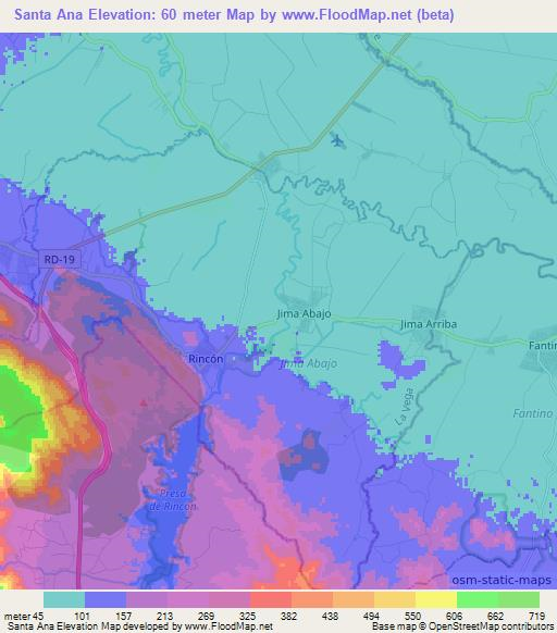 Santa Ana,Dominican Republic Elevation Map