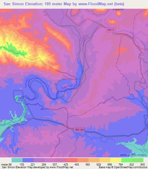 San Simon,Dominican Republic Elevation Map