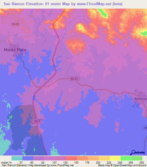 San Ramon,Dominican Republic Elevation Map