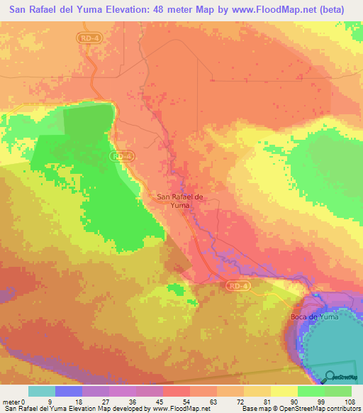 San Rafael del Yuma,Dominican Republic Elevation Map