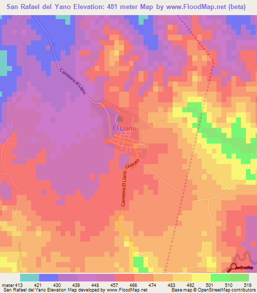 San Rafael del Yano,Dominican Republic Elevation Map