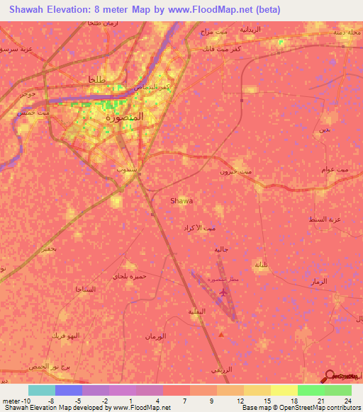 Shawah,Egypt Elevation Map