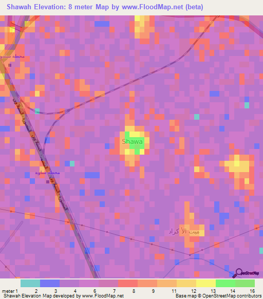 Shawah,Egypt Elevation Map