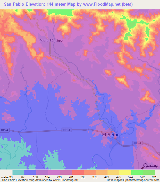 San Pablo,Dominican Republic Elevation Map