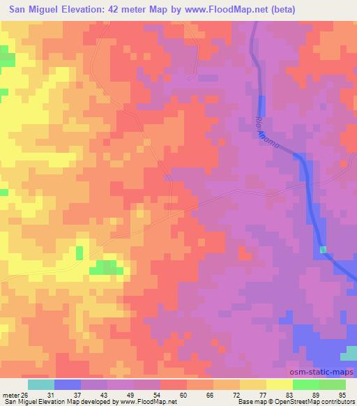 San Miguel,Dominican Republic Elevation Map