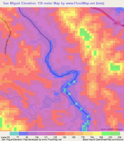 San Miguel,Dominican Republic Elevation Map