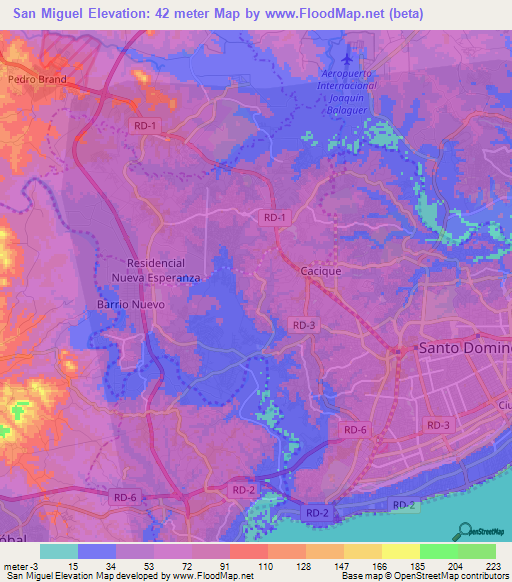 San Miguel,Dominican Republic Elevation Map