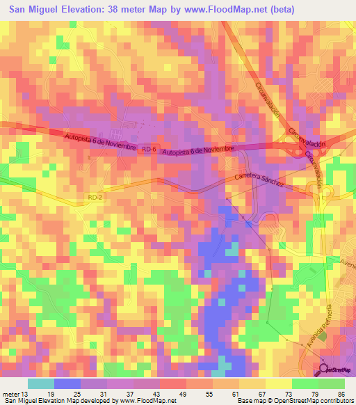 San Miguel,Dominican Republic Elevation Map