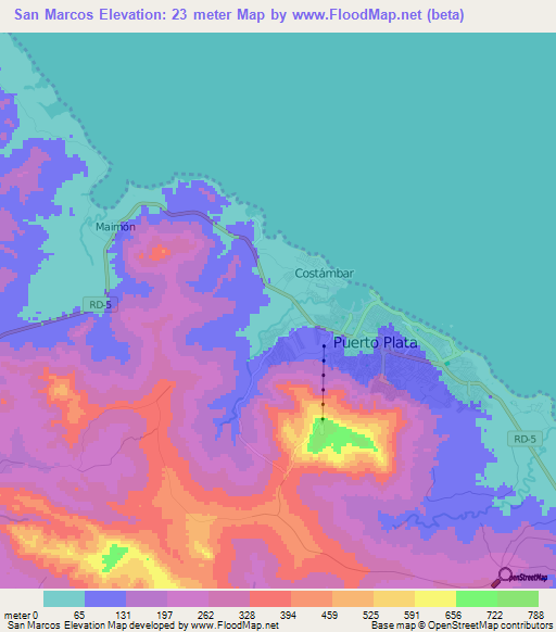 San Marcos,Dominican Republic Elevation Map