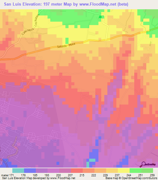 San Luis,Dominican Republic Elevation Map