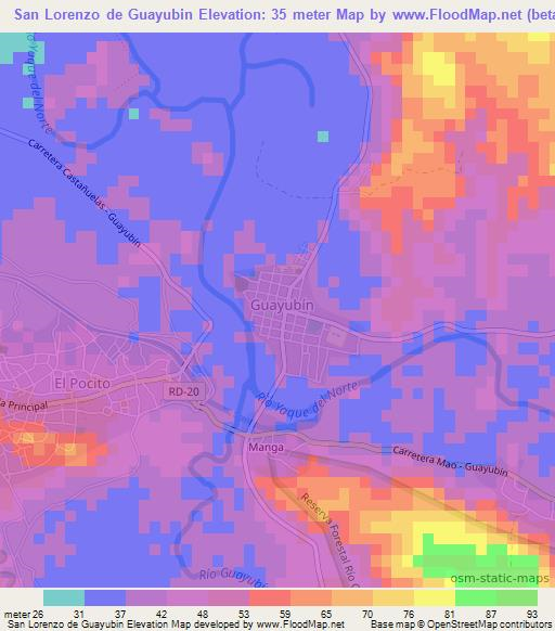 San Lorenzo de Guayubin,Dominican Republic Elevation Map