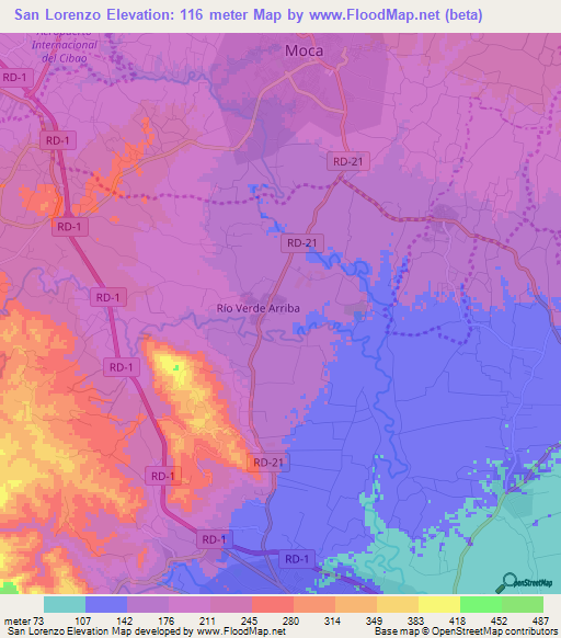 San Lorenzo,Dominican Republic Elevation Map