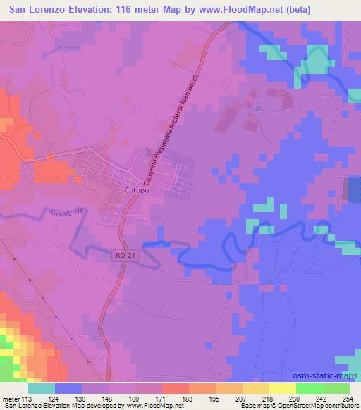 San Lorenzo,Dominican Republic Elevation Map