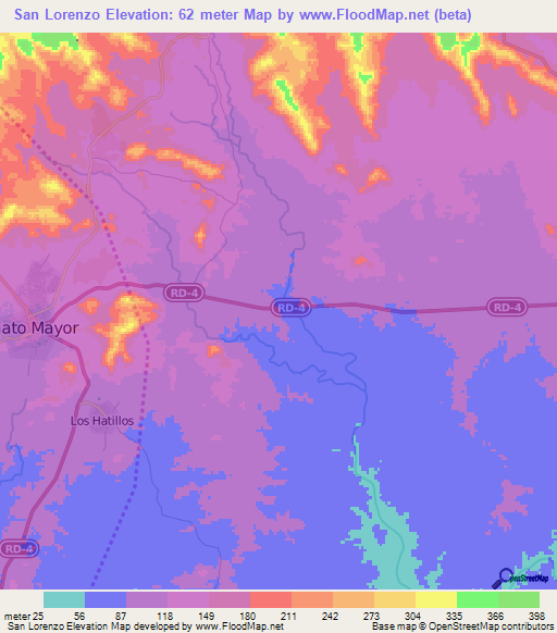 San Lorenzo,Dominican Republic Elevation Map