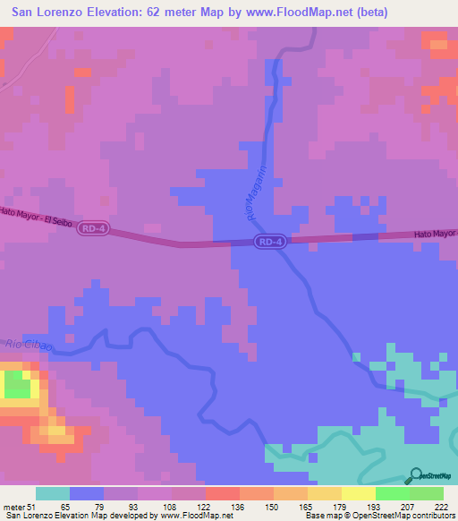 San Lorenzo,Dominican Republic Elevation Map