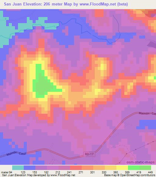 San Juan,Dominican Republic Elevation Map