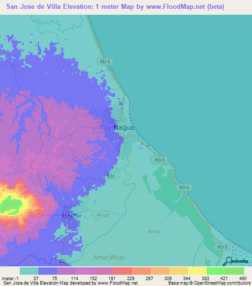 San Jose de Villa,Dominican Republic Elevation Map