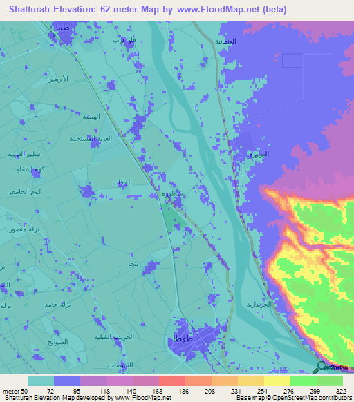 Shatturah,Egypt Elevation Map