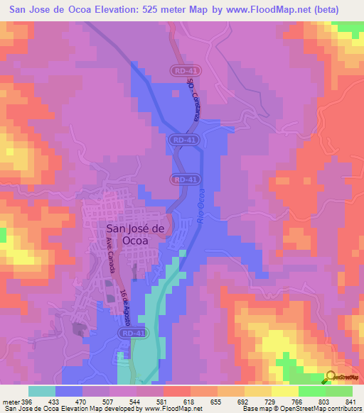 San Jose de Ocoa,Dominican Republic Elevation Map