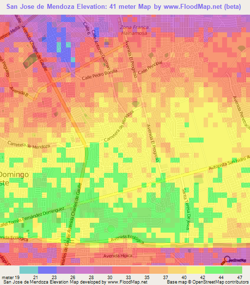 San Jose de Mendoza,Dominican Republic Elevation Map