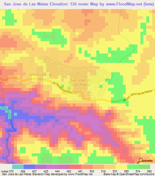 San Jose de Las Matas,Dominican Republic Elevation Map