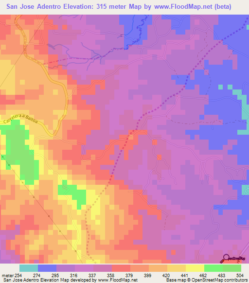 San Jose Adentro,Dominican Republic Elevation Map