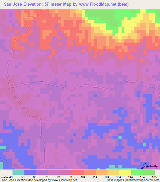 San Jose,Dominican Republic Elevation Map