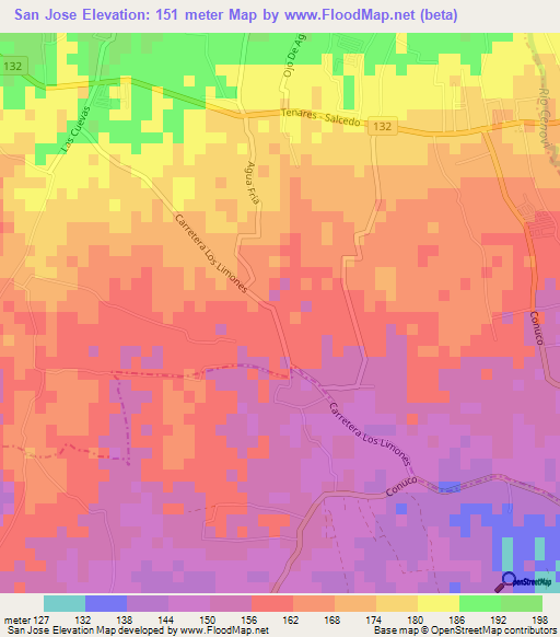 San Jose,Dominican Republic Elevation Map