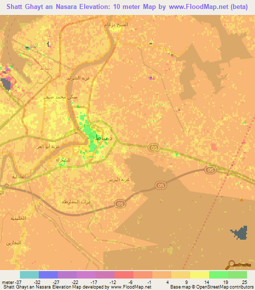 Shatt Ghayt an Nasara,Egypt Elevation Map