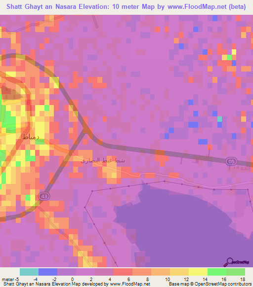 Shatt Ghayt an Nasara,Egypt Elevation Map