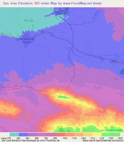 San Jose,Dominican Republic Elevation Map