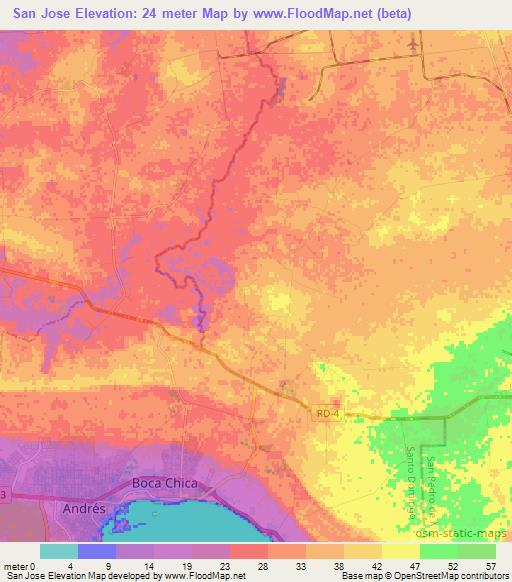 San Jose,Dominican Republic Elevation Map