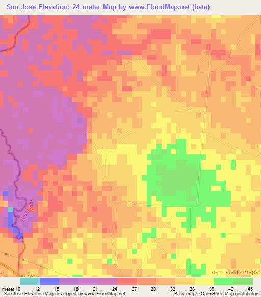 San Jose,Dominican Republic Elevation Map