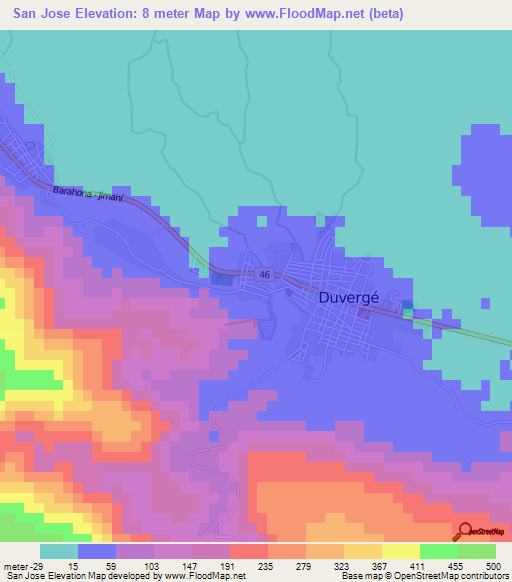 San Jose,Dominican Republic Elevation Map