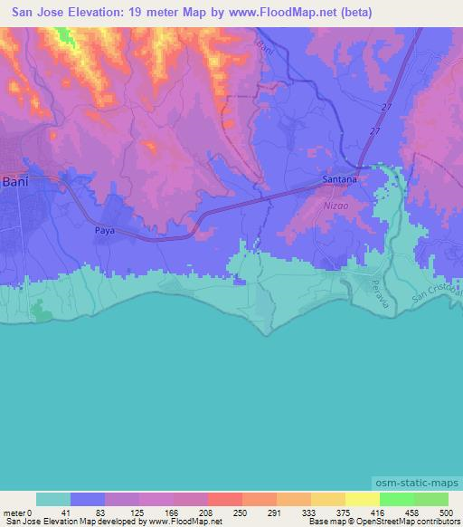 San Jose,Dominican Republic Elevation Map